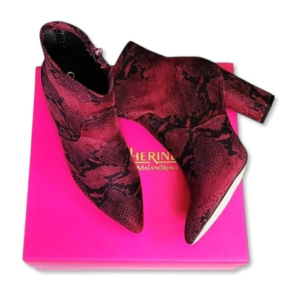 Catherine Malandrino Bodem Faux Suede Block Heel Snake Print Stretch Bootie - Picture 5 of 6